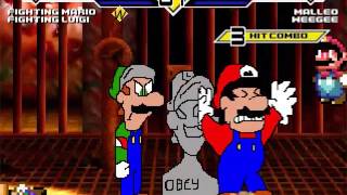 SK MUGEN - Fighting Mario \u0026 Fighting Luigi vs Malleo \u0026 Weegee