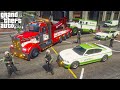 GTA 5 Mods Heavy Wrecker Towing A Money Truck Carrying 1 MILLION Dollars With Security Escort Convoy