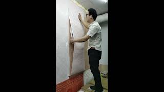 របៀបបិតក្រដាសបិតជញ្ជាំង, How To Install Wallpaper Sticker, DIY Room Decor Cambodia,VL Room Decor P04