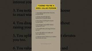 7 signs you're a high-value person ?