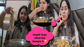 Raat Ke 12 bje banaya maine itna tasty Churma🤩😋 || Mahira k vlogs