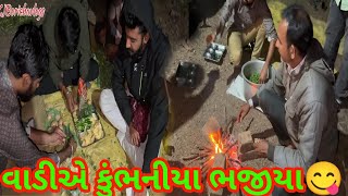 વાડીએ કુંભનિયા ભજીયા😋|vadi|friends|farm|KJBorichavlogs