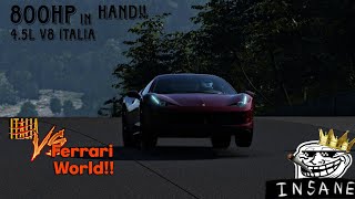 800hp IN HAND!!! || Ferrari 458 Italia!!!🤩 Vs Ferrari world!!!😱- BEAUTY with POWER!! Gran Turismo7