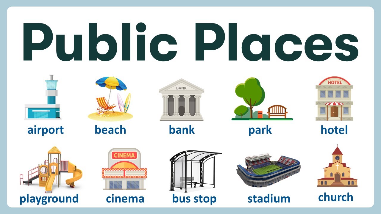 Public Places In English | Learn 60 Most Common Public Places Names ...