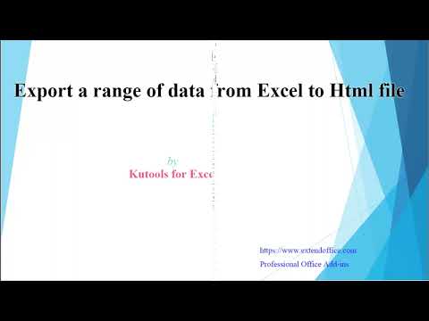 Export A Range Of Data From Excel To HTML Or Web Page File