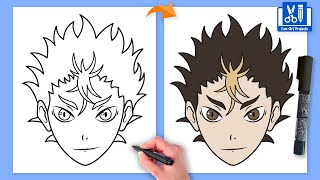 How To Draw Yu Nishinoya (Haikyuu) | Anime Drawing Easy Step by Step