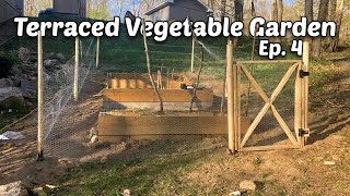 Terraced Vegetable Garden - E.4 - Three Sisters Garden, Square Foot Gardening Fence Build \u0026 Planting