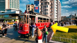 【4K】 nostalgia tram across Istiklal street in Istanbul