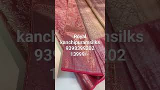 Pure Silk Zari Warp Silver Zari Weaved Kanchipattu Handmade sarees🤚Price : 13999/-