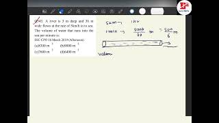 A river is 3m deep and 36 m wide flows at the rate of 5km/hr in to sea.The volume of water that run