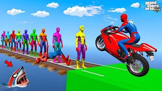 الأبطال الخارقين على القضبان دوامة قمع جسر-SPIDER MAN!on Motorcycle in Spiral Bridge Stunt Rid