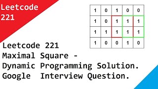 Leetcode 221 Maximal Square - Dynamic Programming Solution. Google Interview Question.