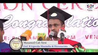 Khudbadii Maxamed Cali Xirsi ee Xafladii Qalinjabinta Graduate Studies.