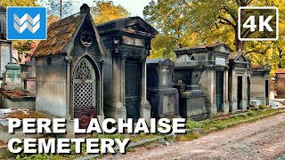 [4K] World's Most Visited Cemetery - Père Lachaise Cemetery in Paris France 🇫🇷 - Walking Tour Vlog