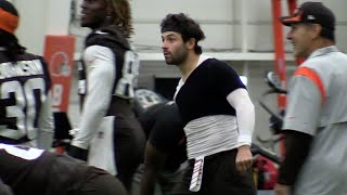 Baker Mayfield practices in shoulder brace for Browns - Steelers