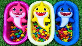 Satisfying ASMR l Magic Bathtubs with Rainbow Kinetic Sand M&M's & Skittles Candy Mixing Cutting