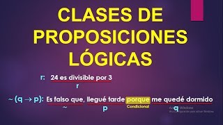 PROPOSICIONES SIMPLES Y COMPUESTAS - CLASES DE PROPOSICIONES LOGICAS