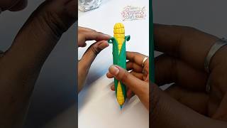 Transform simple pen into a funky corn 🌽 with air dry clay # Diy sweet corn pen #clay craft