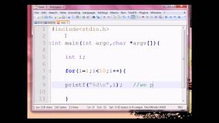 tutorial for loop demo program in C using cygwin gcc compiler