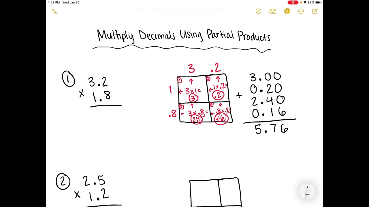 Multiply Decimals Using Partial Products - YouTube