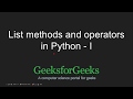 Python Programming Tutorial | List Methods - Part 1 | GeeksforGeeks