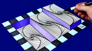 Creative 3D Trick Art Demo / Steps Optical Illusion / Satisfying Drawing