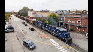 Loaded Herzog Train Eastbound through Bangor, Maine -10/12/23