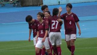 早稲田大学と慶應義塾大学のサッカーの定期戦「第18回早慶女子サッカー定期戦」早稲田前半21分先制ゴール！