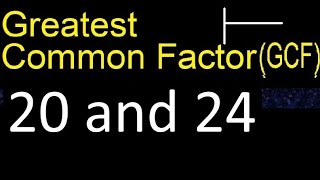 GCF 20 and 24 . greatest common factor . GCF(20 , 24) , How to Find GCF