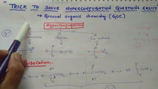 Tricks to solve Hyperconjugation questions easily | General organic chemistry | GOC