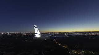 Microsoft Flight Simulator 2024 Dawn landing into Ben Gurion Airport LLBG Israel El Al Livery