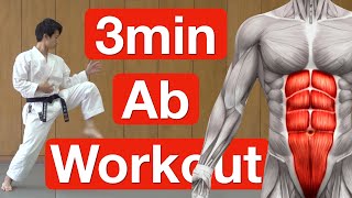 【ONLY 3min Everyday!】Ab Tabata Workout for Karate