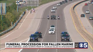 Funeral procession held for fallen Marine