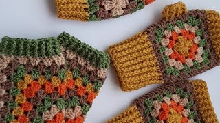 Video tutorial on how to knit Granny Square gloves