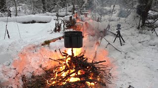 Отдых в зимнем лесу с чаепитием. Закрытие видео охоты 2024.