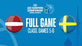 Latvia v Sweden | Full Basketball Game | FIBA U20 European Championship 2022 - Division B