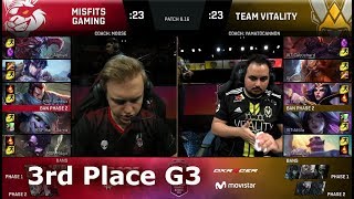 Misfits vs Vitality Game 3 | 3rd Place S8 EU LCS Summer 2018 | MSF vs VIT G3