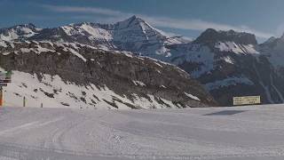 Skiing 2019 in Val d'Isere, piste blue Creux and piste green Verte