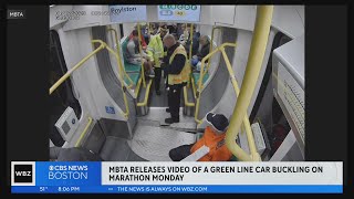 MBTA releases video of Green Line car buckling on Marathon Monday