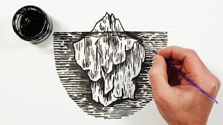 How to Draw an Iceberg | Ink Painting and Drawing Tutorial