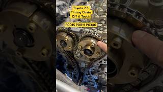 Toyota 2.5 timing chain off a tooth, p0011 p0340 p0015 #cars #toyota #timingchain #viral