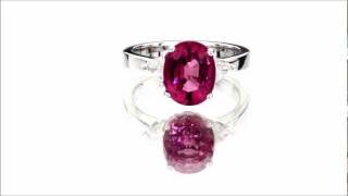 3.15 Ct. Pink Tourmaline and Diamond Ring 18k White Gold