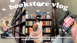 *cozy* bookstore vlog ☁️🌷✨  come book shopping at barnes with me + library run & HUGE book haul!