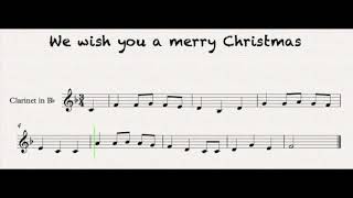 We wish you a merry Christmas for clarinet with sheet music