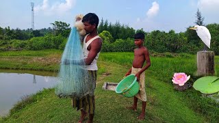 FISH NETS IN THE RIVER A BIG FISH WAS SHOWN | amazing fishing nets