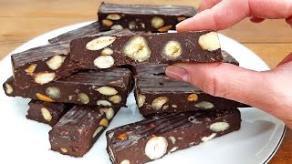 👍 Quick and easy chocolate nougat / Everyone is asking for this dessert recipe with nuts!