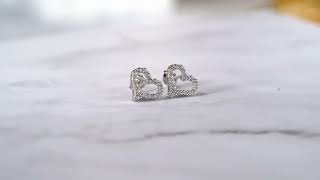 Dazzling Round Cut Heart Shaped Stud Earrings for Women in Silver | ShyGems