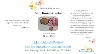 Abschiedsfeier von Lisa Mabel Kroeker am 2. Juli 2023