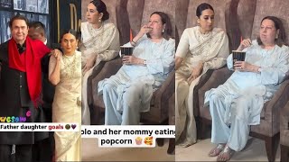 Karishma Kapoor happily eating popcorn at Raj Kapoor 100 anniversary with babita Kapoor