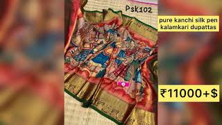 ₹11k+$|pen kalamkari dupattas|pure kanchi pen kalamkari dupattas|natural dyes dupattas|handloom|